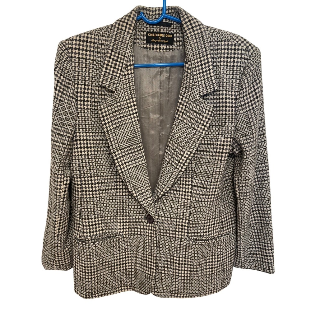 Vintage Wool Blazer Giorgio‎ Sant'Angelo Collectible Gold Black Cream Size 10